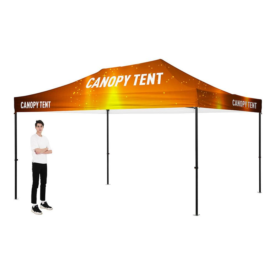 Premium 10x15 Custom Canopy Tent – HEX Aluminum Frame (Black) & 17" Valance (Dye-Sublimation Printing)