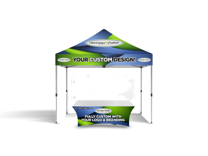 5x5 Custom Canopy Tent – Steel Frame with Full Back Wall & Two Half Side Walls (Logo Printing)