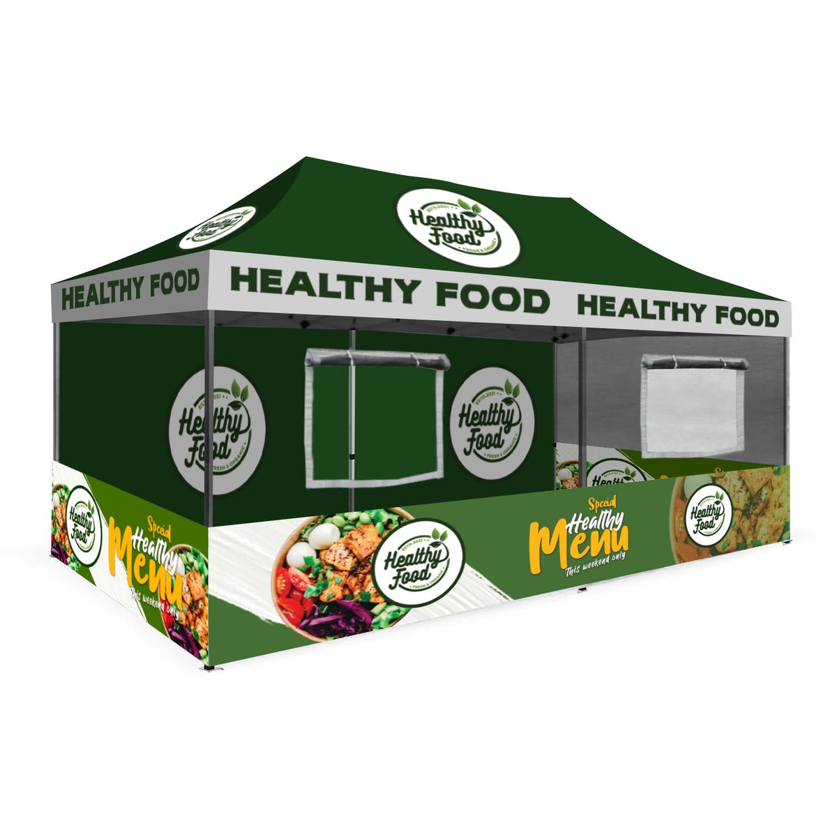 Custom 10x20 Food Booth Canopy Tent – Personalized Vendor Tent with Logo Printing – Notion Worx