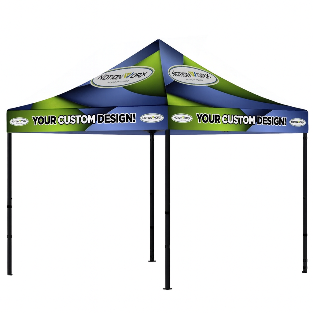 Premium 10x10 Custom Canopy Tent – HEX Aluminum Frame (Black) & 17" Valance (Dye-Sublimation Printing)