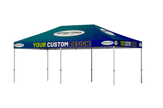 Premium 10x20 Custom Canopy Tent – HEX Aluminum Frame (Silver) & 17" Valance (Dye-Sublimation Printing)