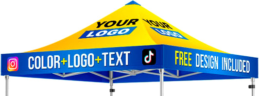 Premium 10x10 Custom Canopy Tent Top Only – Dye-Sublimation Print with 17" Valance
