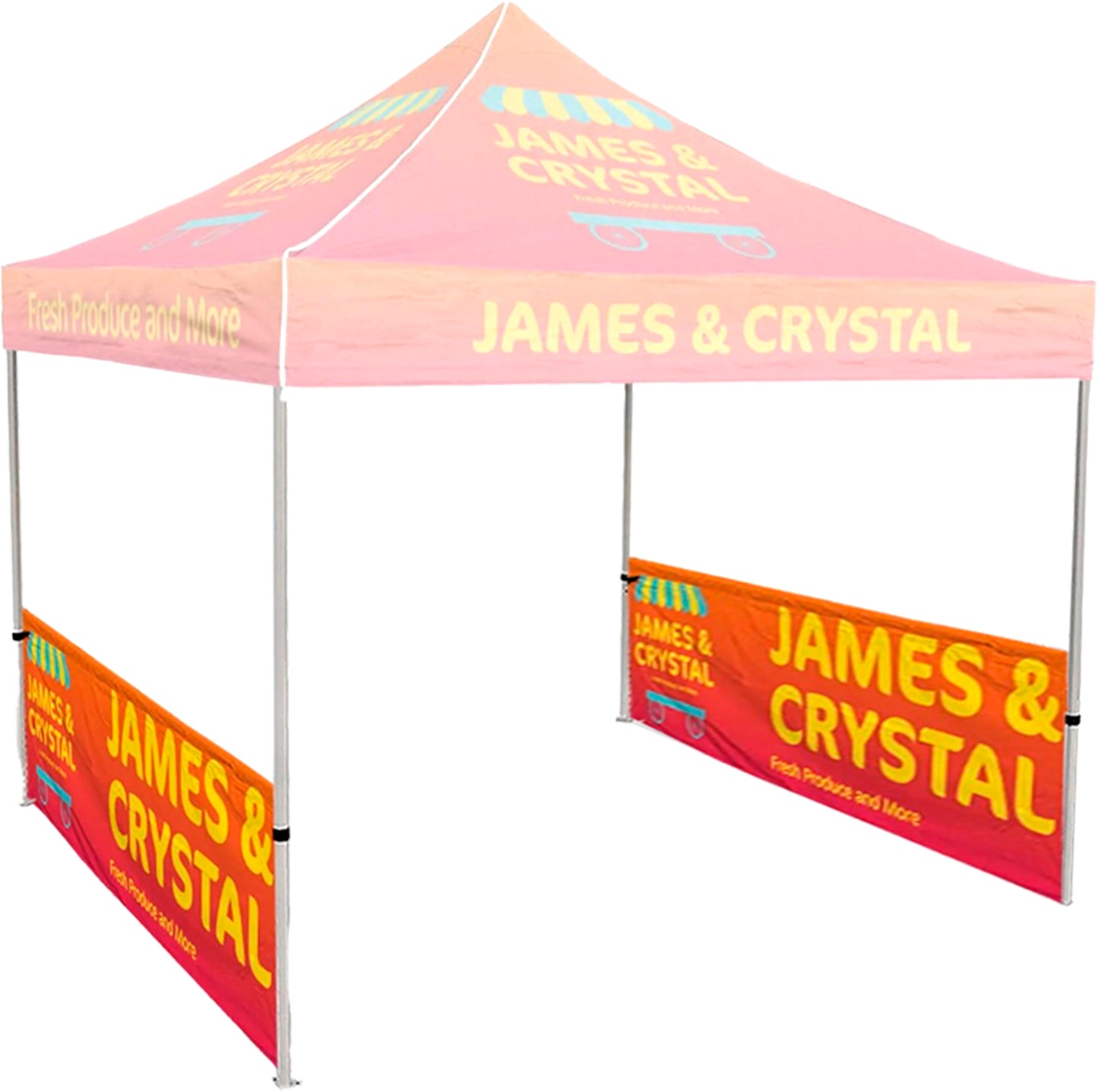 10' Canopy Tent Half Side Walls (Set of 2) with Hardware – Custom Printing Available