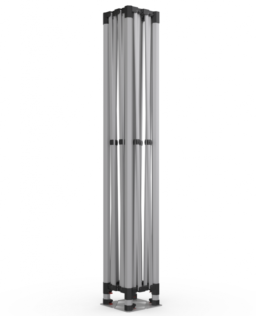 Trade Show Essential 10x20 Custom Canopy Tent – HEX Aluminum Frame, Full Back Wall & Half Side Walls + Flags + Table Cover