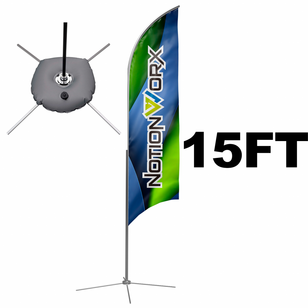 15ft Stand Alone Flag w/ Cross Base